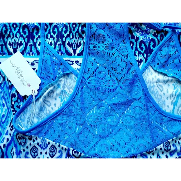 NWT In Bloom by Jonquil Paisley Geometric Lace Racer Back Blue Chemise XS/TP - Picture 6 of 10